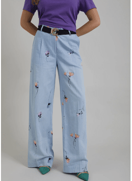 COSTER COPENHAGEN Wide pants with denim flower print 231-3110